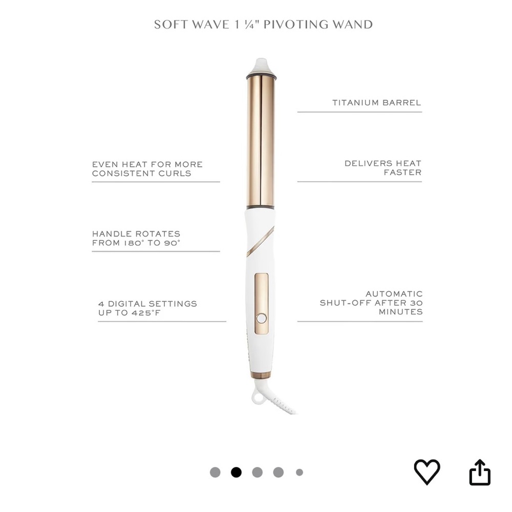 Gold & White Curling Wand - 1¼" Titanium Barrel